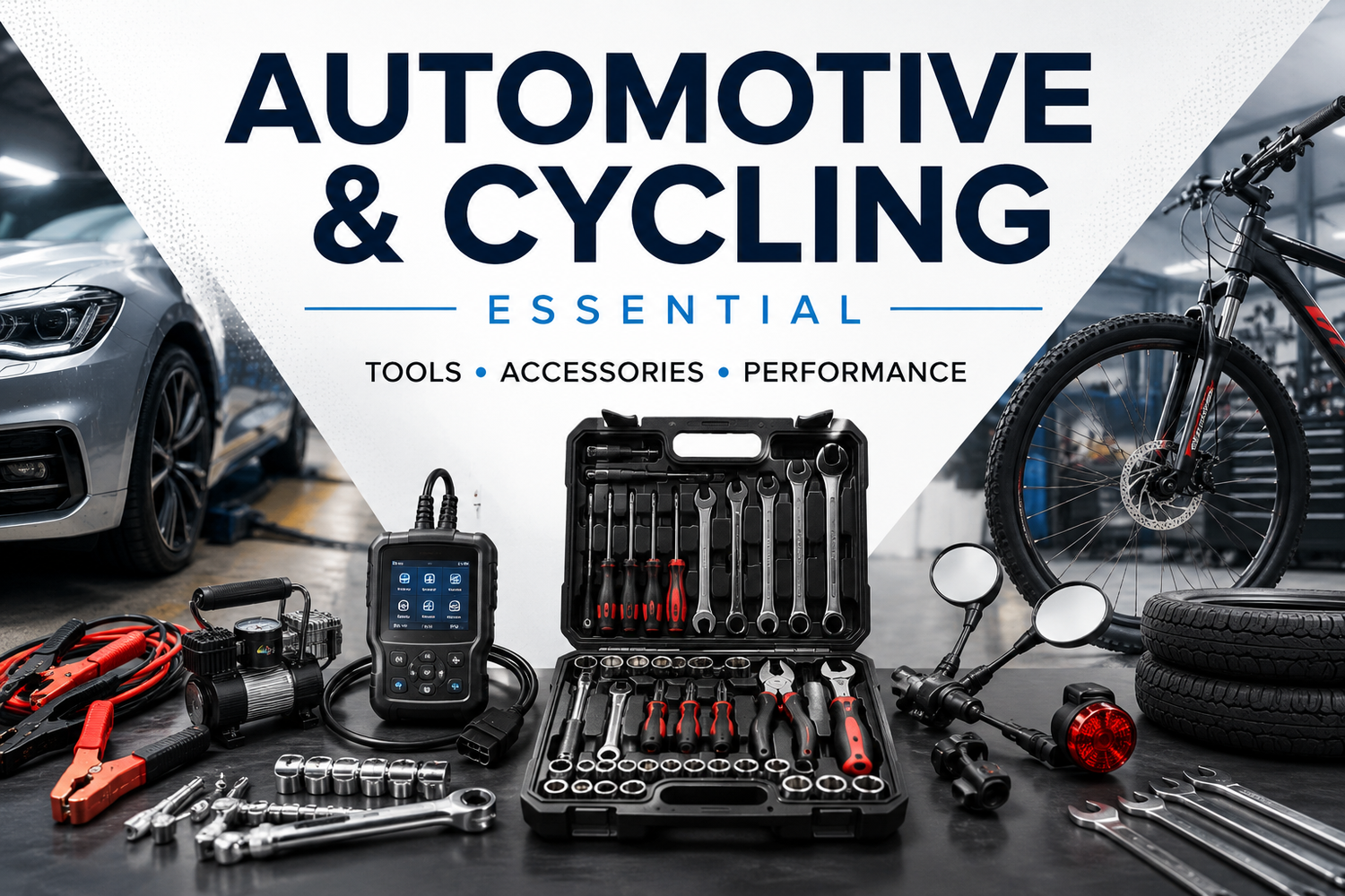 Automotive tools, car repair accessories and cycling essentials