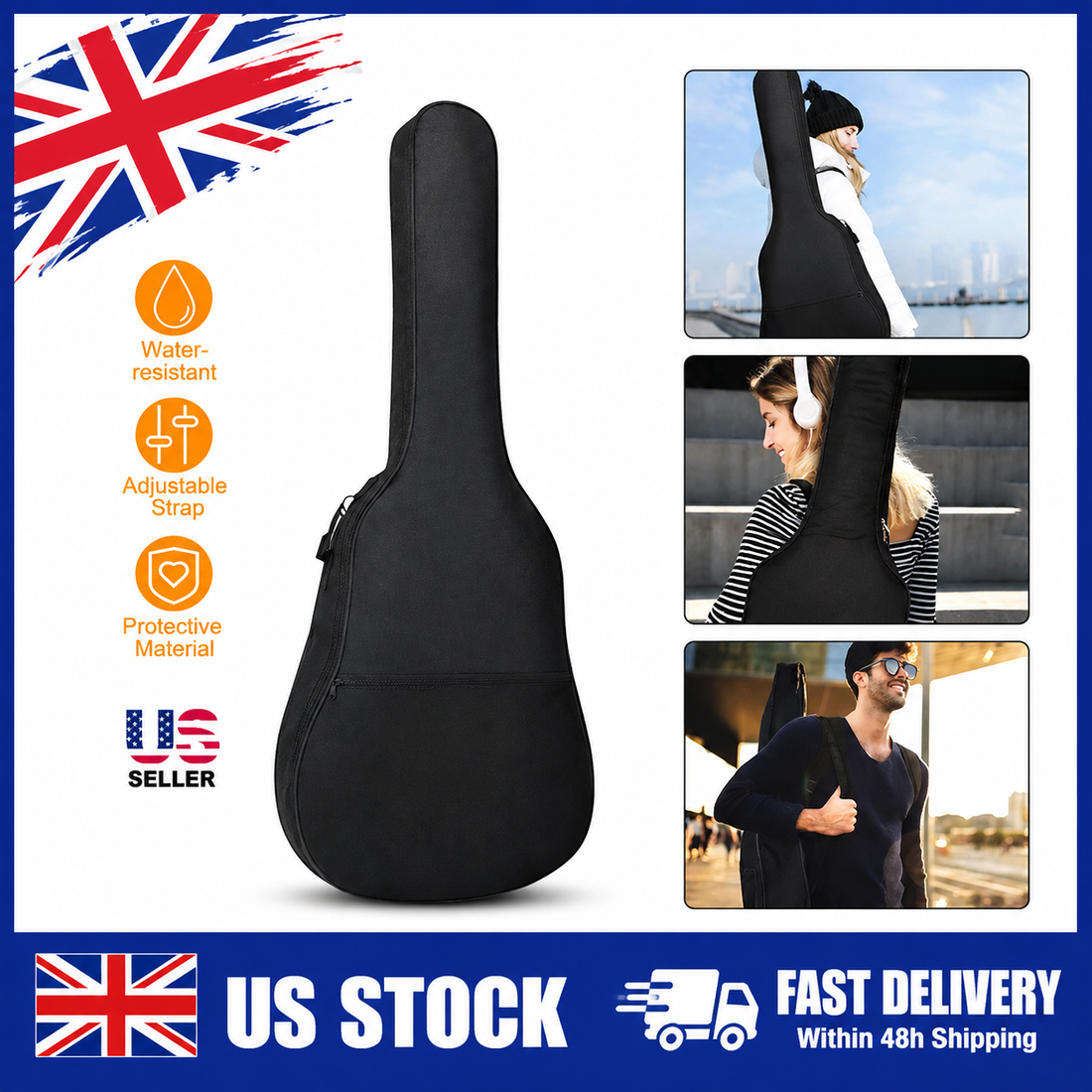 Waterproof 41 Inch Guitar Gig Bag for Classical & Acoustic Guitars