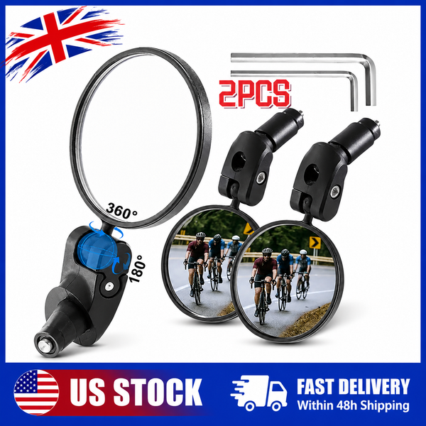 Adjustable Bicycle Rear View Mirrors Bar End Cycling Mirror Set