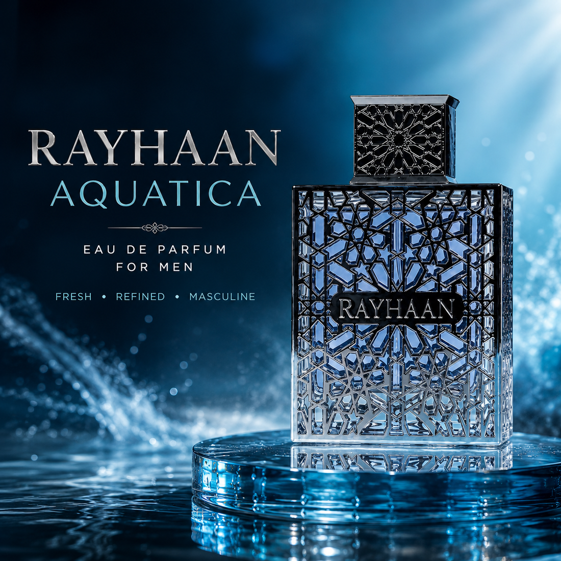 Rayhaan Aquatica Men's Eau de Parfum 3.4 oz Fresh Scent
