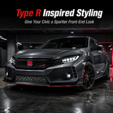 Honda Civic Type R Style Front Bumper with Grille & Front Lip