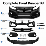 Honda Civic Type R Style Front Bumper with Grille & Front Lip