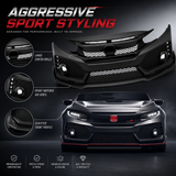 Honda Civic Type R Style Front Bumper with Grille & Front Lip
