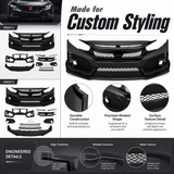Honda Civic Type R Style Front Bumper with Grille & Front Lip