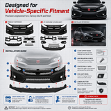 Honda Civic Type R Style Front Bumper with Grille & Front Lip