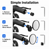 Adjustable Bicycle Rear View Mirrors Bar End Cycling Mirror Set
