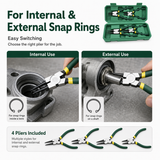 Professional 7" Snap Ring Pliers Kit 4-Piece Internal External Retaining Ring Set