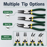 Professional 7" Snap Ring Pliers Kit 4-Piece Internal External Retaining Ring Set