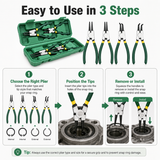 Professional 7" Snap Ring Pliers Kit 4-Piece Internal External Retaining Ring Set