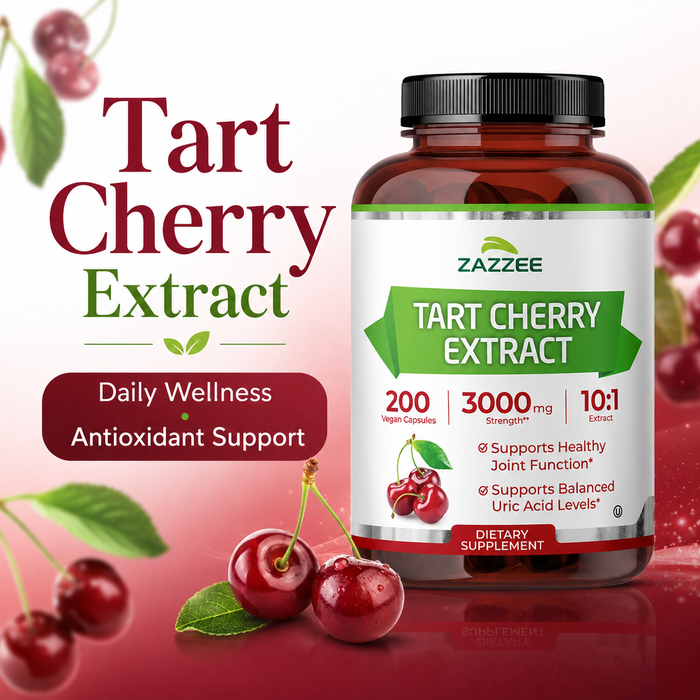Zazzee Tart Cherry 3000mg Vegan Supplement 200 Capsules