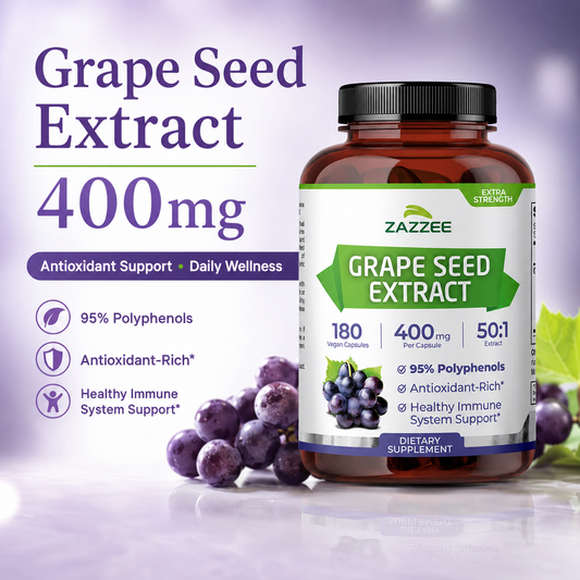 Premium Grape Seed Extract 400mg by Zazzee 180 Capsules