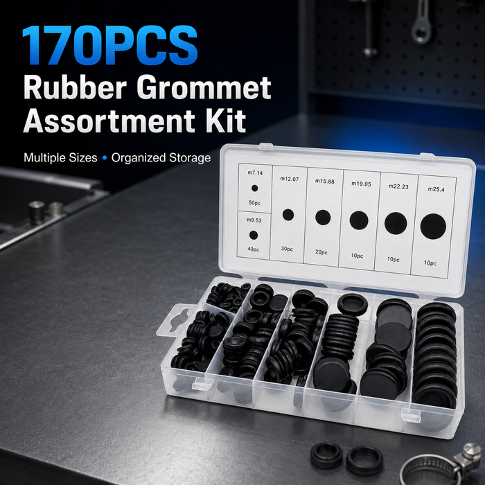 Rubber Grommet Assortment Kit 170PCS for Automotive & Electrical Use