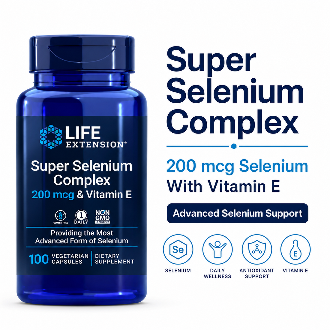 Life Extension Selenium & Vitamin E Antioxidant Formula 100 Capsules