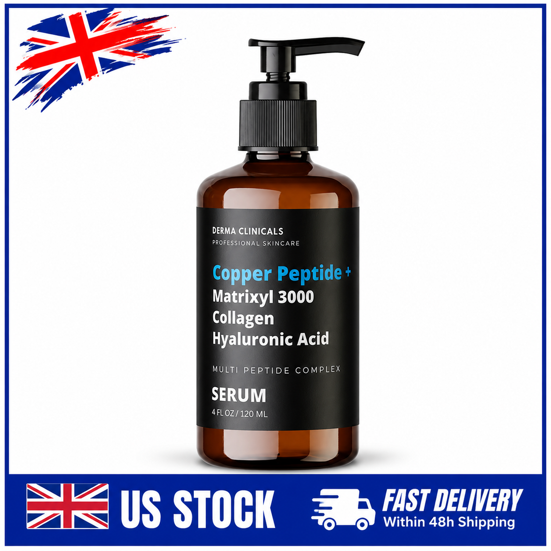 Copper Peptide Anti-Aging Serum 4oz with Matrixyl 3000 & Hyaluronic Acid