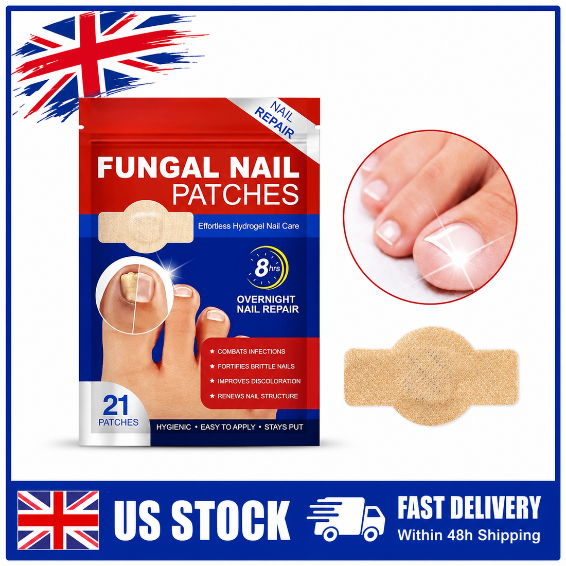 Toenail Fungus Care Patches Overnight Nail Treatment - 21 PCS