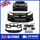 Honda Civic Type R Style Front Bumper with Grille & Front Lip