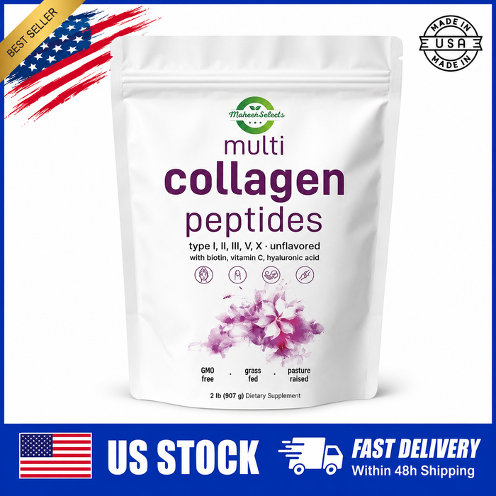 Hydrolyzed Multi Collagen Peptides Powder 2LB Types I II III V X