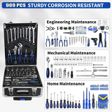 Professional 909PCS Tool Kit with Rolling Storage Case