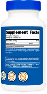 Nutricost Alpha Lipoic Acid 600mg  120 Caps