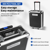Professional 909PCS Tool Kit with Rolling Storage Case